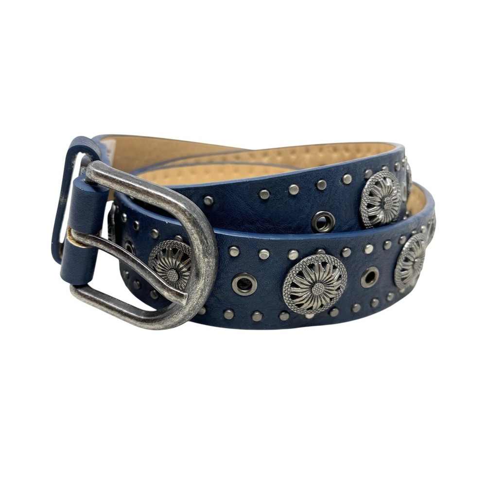 Womens Sunflower Studded Navy Blue Boho Fashion Belt Size 33" - 38" Adjustable